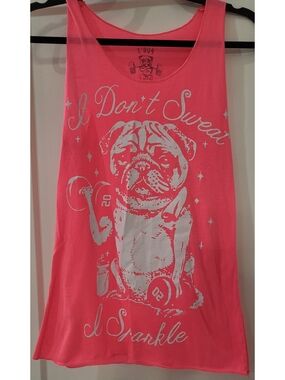 'I Don't Sweat I Sparkle' Pink Dog Tank Top